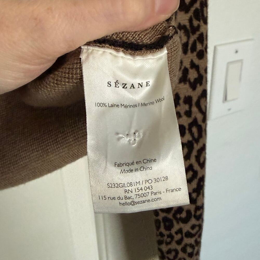 Sezane Merino Wool Betty Button Down Cardigan Leopard Size Small - Picture 6 of 8